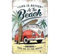 Plaque métal ""VW - life is better at the beach"" NOSTALGIC ART (20x30cm)