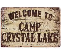 Plaque Metal Welcome Welcome to Camp Crystal Lake Metalsign Décorative Wall Sticker Rétro Métalmur Affiche pour Café Chambre Salon S