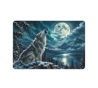 Plaque Métal Wolf Howling Full Moon 20x30cm Déco Maison | Une idée cadeau de Noël pour les passionnés d'atelier: des panneaux muraux en métal.
