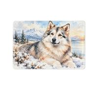 Plaque Métal Wolf Snow Mountain Lake 20x30cm Déco Murale | Rafraîchissez la cuisine avec des plaques en métal décoratives comme détail mural.