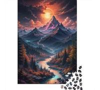 Plaque Métallique 38x26cm/1000pcs avec Enchanted Mountain Landscape with River pour Le Coin Bar, Idée De Crémaillère pour Les Passionnés De Déco Rustique