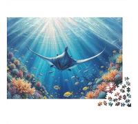 Plaque Métallique 38x26cm/1000pcs avec Ocean Life Underwater Scene pour Le Pub Ou Le Café, Cadeau De Crémaillère pour Les Passionnés D’Ambiance Café