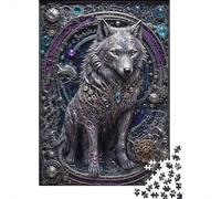 Plaque Métallique 38x26cm/1000pcs avec Steampunk White Wolf pour Le Salon, Déco Murale D’Hiver pour Les Passionnés D’aménagement Intérieur
