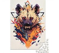 Plaque Métallique 38x26cm/1000pcs avec Stylized Hyena Portrait with Geometric Elements pour L’Atelier, Plaque Murale pour L’Atelier, Le Garage Et L’Espace Bricolage