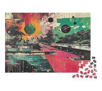 Plaque Métallique 52x38cm/1000pcs avec Abstract Graffiti Art Painting pour Le Salon, pour Les Passionnés D’aménagement Intérieur