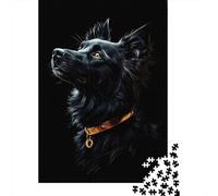 Plaque Métallique 52x38cm/1000pcs avec Black & Gold Australian Shepherd pour Le Salon, Déco Murale D’Hiver pour Les Passionnés D’aménagement Intérieur
