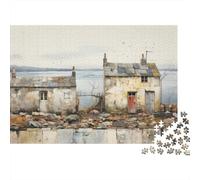 Plaque Métallique 52x38cm/1000pcs avec Rustic Cottage by The Sea pour Le Salon Ou L’entrée, Présent À Offrir À Noël Aux Collectionneurs De Déco Murale