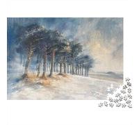Plaque Métallique 52x38cm/1000pcs avec Winter Landscape with Snowy Trees pour Le Pub Ou Le Café, pour Le Bureau, Le Studio Et L’Atelier Créatif