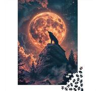 Plaque Métallique 52x38cm/1000pcs avec Wolfs Lunar Serenade pour Le Salon, Déco Murale D’Automne pour Les Passionnés D’aménagement Intérieur