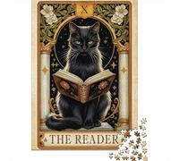 Plaque Métallique 70x50cm/1000pcs avec Cat Tarot Card The Reader pour Le Salon, Cadeau De Crémaillère pour Les Amateurs De Déco De Salon