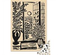 Plaque Métallique 70x50cm/1000pcs avec Dolce Far Niente Window with Plants pour Le Salon Ou L’entrée, Déco Métal Au Style Rustique