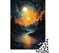 Plaque Métallique 70x50cm/1000pcs avec Enchanted Forest River Landscape pour Le Salon Ou L’entrée, Présent À Offrir À Noël Aux Collectionneurs De Déco Murale