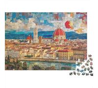 Plaque Métallique 70x50cm/1000pcs avec Florence Cityscape with Dome pour Le Salon Ou L’entrée, Décoration Murale pour Un Espace Récemment Aménagé