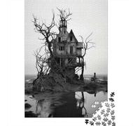 Plaque Métallique 70x50cm/1000pcs avec Haunting Treehouse on The Beach pour Le Coin Bar, Idée De Crémaillère pour Les Passionnés De Déco Rustique