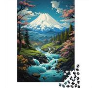 Plaque Métallique 70x50cm/1000pcs avec Japanese Mountain Landscape with Waterfall pour Le Pub Ou Le Café, pour Le Bureau, Le Studio Et L’Atelier Créatif