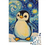 Plaque Métallique 70x50cm/1000pcs avec Penguin Starry Night Art-1 pour Le Salon Ou L’entrée, pour Un Nouvel Intérieur Au Style Industriel
