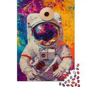Plaque Métallique 70x50cm/1000pcs avec Vibrant Astronaut Art pour Le Salon, pour Les Passionnés D’aménagement Intérieur