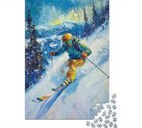 Plaque Métallique 70x50cm/1000pcs avec Vivid Ski Descent -1 pour Le Coin Bar, Idée De Crémaillère pour Les Passionnés De Déco Rustique