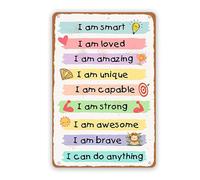 Plaque Métallique Affirmation Je Suis Gentil, Je Suis Petit Citations Inspirantes Plaque En Métal Murale Pancarte Pour Salle De Bain Garage Cour Café S
