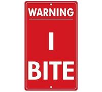 Plaque Métallique, Attention, Je Mords, Metal Tin Signs Durable, Robuste Affiche Étain Pour Parc Jardin Collection, 20X30Cm