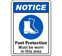 Plaque Métallique Avertissement : une protection des pieds doit être portée dans cette zone,Affiche Étain,Bar,Collection,Poster en Métal Mural Plaque,Chambre M