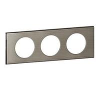 LEGRAND - Plaque Céliane - Plaque de Finition pour Prises Céliane - 3 Postes - Matière Inox Brossé