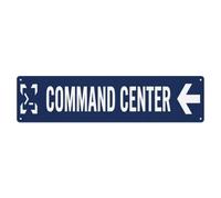 Plaque métallique Centre de commandement en métal Centre de coordination | Plaque murale ronde de style vintage de 10,2 x 40,6 cm pour café, club, bar, bureau, maison, jardin, porte d'entrée
