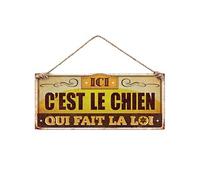 Sud Trading THE WORLD OF ANIMALS Ici C'est le Chien qui fait la LOI Plaque Métal Deco