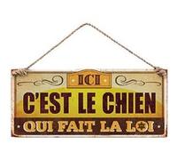 Plaque métallique Chien qui fait la Loi 30 cm G