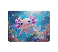 Plaque Métallique Cute Axolotl Underwater 30x40cm Déco Murale | Dans l'espace créatif, les décors muraux en métal créent un accent mural comme petite touche déco.