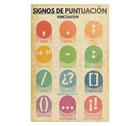 Plaque métallique de ponctuation, affiches d'écriture et de grammaire, apprentissage de l'espagnol, décoration murale pour l'école, la maison et les études, 20 x 30 cm