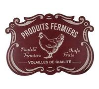 Plaque métallique découpée style rétro Produits fermiers rouge G