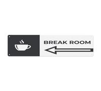 Plaque métallique en métal avec inscription « Break Room Pathway Marker » en bas