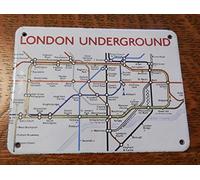 Plaque métallique en métal emblématique Londres Underground en acier émaillé avec arrêts 20,3 x 30,5 cm