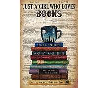 Plaque métallique en métal pour maison - Outlander Voyager Night Sky Cup Just A Girl Who Loves Books - Décoration murale - 20,3 x 30,5 cm