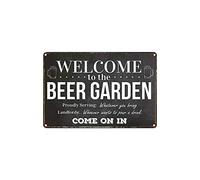 Plaque métallique en métal "Welcome To Beer Garden For Bar Pub Home Vintage Affiche rétro Accessoires de fête Plaque Plaque 20 x 30 cm