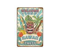 Plaque métallique en métal Welcome To Hawaii Bar Pub Home vintage rétro pour fête 20,3 x 30,5 cm
