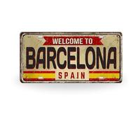 Plaque métallique Espagne • Targa décorative 15×30 cm • Décor vintage villes espagnoles (10 Barcelona)