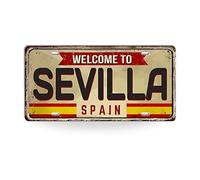 Plaque métallique Espagne • Targa décorative 15×30 cm • Décor vintage villes espagnoles (23 Sevilla)