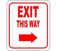 Plaque métallique « Exit This Way » - Panneau en forme de flèche droite - En aluminium antirouille de qualité ingénieur, résistant aux intempéries et à la décoloration, protégé contre les UV