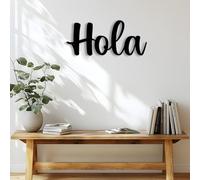 Plaque métallique « Hola », Inscription Cursive espagnole « Bienvenue », décoration pour Salon, Bar ou café, Plusieurs Tailles Disponibles, Cadeau de Pendaison de crémaillère (60 x 26 cm)