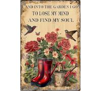 Plaque métallique humoristique « In The Garden I Go to Lose My Mind » vintage en aluminium, panneau rétro pour la maison, le salon, la chambre à coucher, la ferme, le poulet, la cuisine, le bar, le c