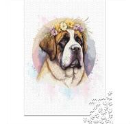 Plaque Métallique Industrielle 52x38cm/1000pcs avec St Bernard Dog Breed Art pour Le Salon, Idée Cadeau De Noël pour Les Amateurs De Déco De Salon
