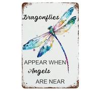 Plaque Métallique Les Dragonflys Apparaissent Lorsque Les Anges Sont Proches Plaque En Métal Murale Décoration Pour Décoratives Cuisine Chambre Ferme M