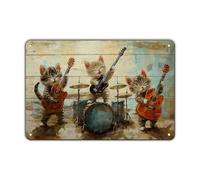 Plaque Métallique Musique de Guitare pour Chats,Affiche Étain,Clubs,Chambre,Plaque Métal,Collection S