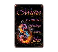 Plaque Métallique Note De Musique La Musique Est Ce À Quoi Ressemblent Les Sentiments Decorative Panneau Étain Humour Affiche Métal Pour Bar Jardin Restaurant 30X20Cm