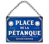 Plaque métallique - STC - Place de La Pétanque - Bleu - 20 x 14 cm - Rectangulaire