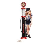 Plaque métallique pompe à essence avec pin-up - 70 cm