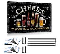 Plaque métallique rétro, 20 x 30 cm, avec 4 vis, 4 colliers et 4 bandes adhésives noires - idéale pour la décoration murale vintage, à la maison, au bar, en café, ou dans un club