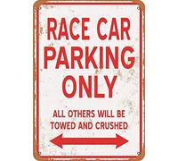 Plaque métallique rétro 30,5 x 20,3 cm - Parking voiture de course uniquement - Décoration murale vintage